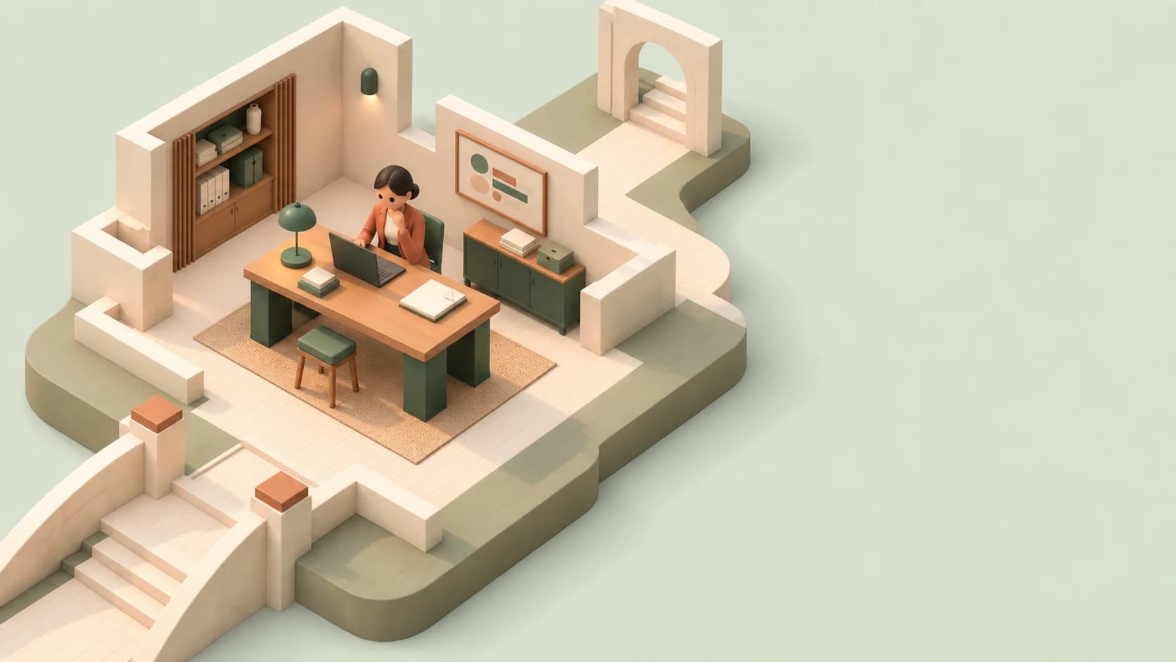 An illustrated miniature of Elena briefing her agent beside the incident report in a warm response office.